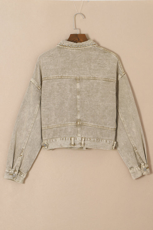 Rivet Studded Pocketed Denim Jacket